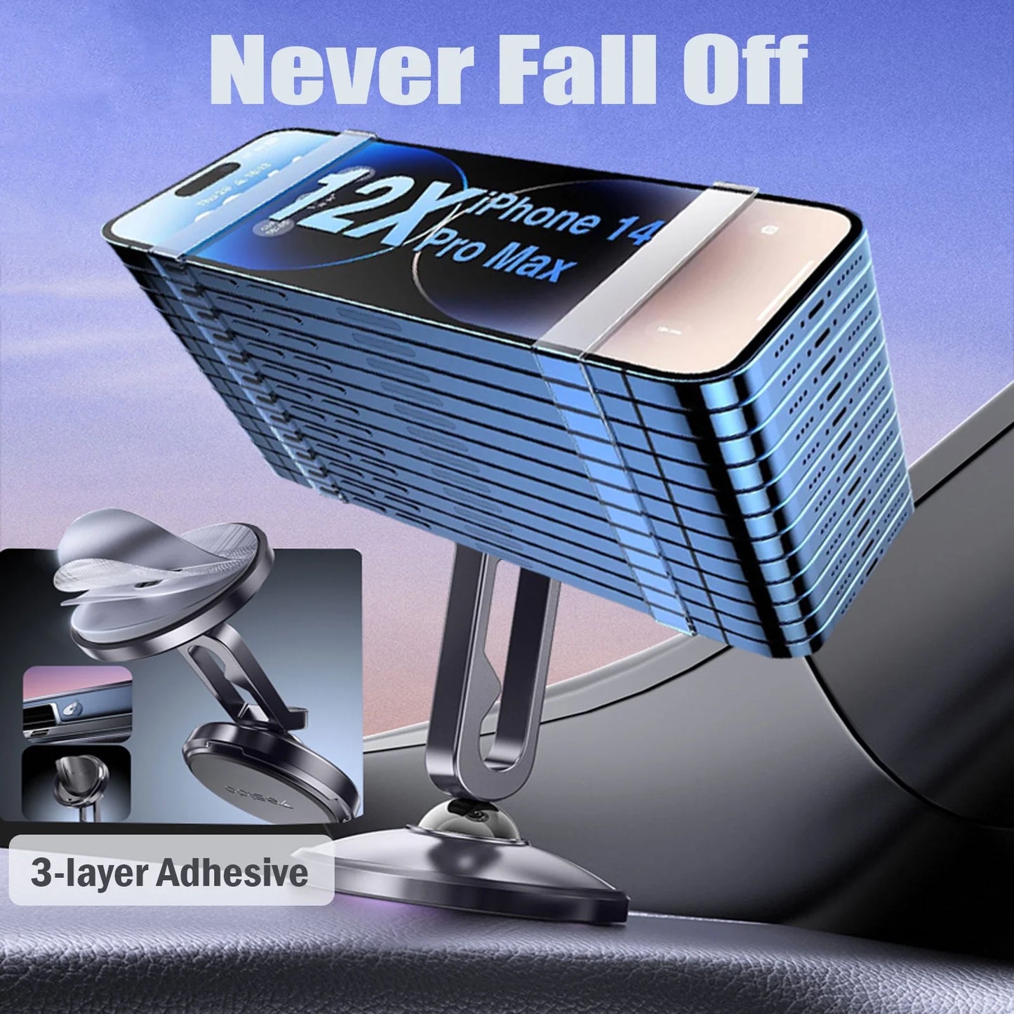 Magnetic Car Mount: 360 Degrees Rotatable Car Phone Holder - Air Vent Dashboard Windshield Car Mount