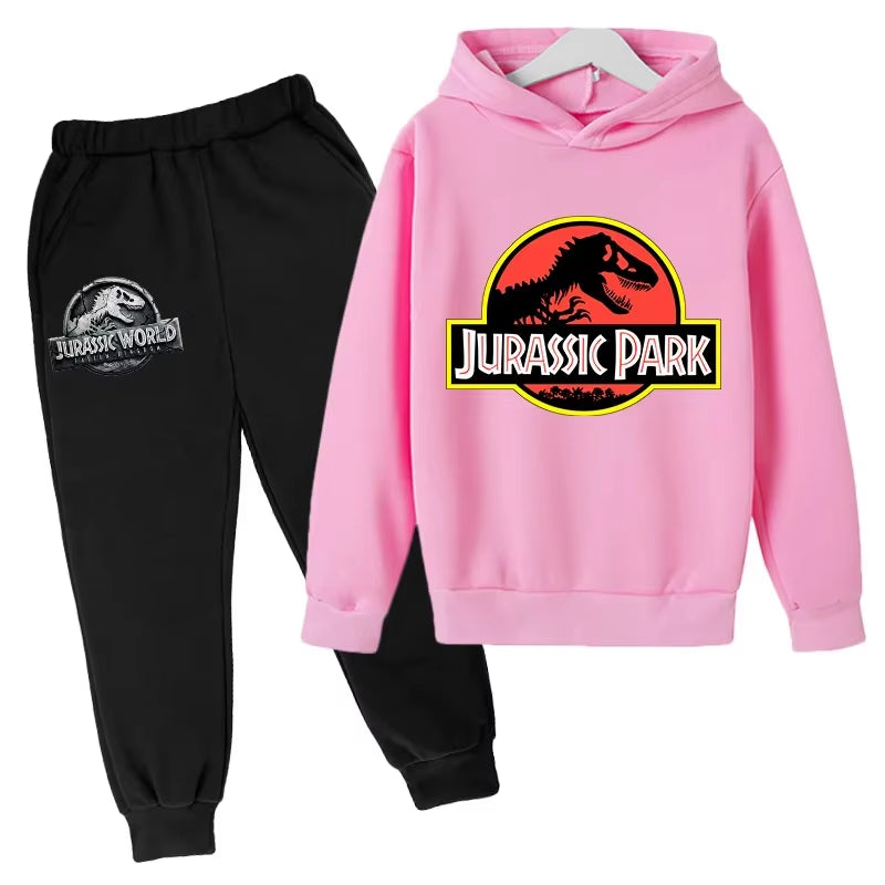 Cartoon Dinosaur Boys Sweatshirts Pant Kids Jurassic World Dominion Hoodies Clothes 4-14 Years Autumn Children Long Sleeve Suit