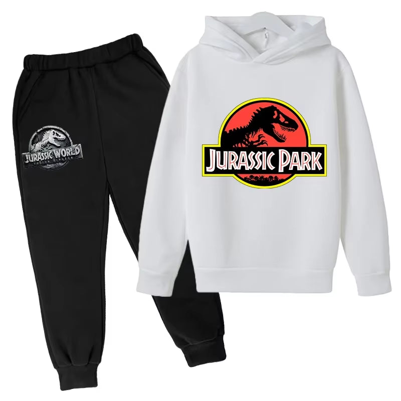 Cartoon Dinosaur Boys Sweatshirts Pant Kids Jurassic World Dominion Hoodies Clothes 4-14 Years Autumn Children Long Sleeve Suit