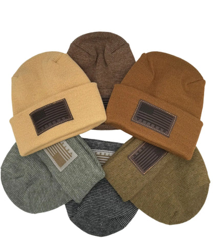 Designed & Made in USA | Veteran Beanie with USA Flag - Patriotic H-Stitch™ Cuffed Knit Hat for Men & Women | Limited Edition