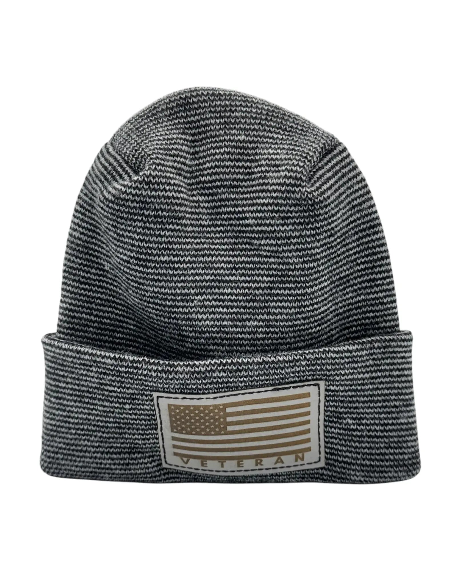 Designed & Made in USA | Veteran Beanie with USA Flag - Patriotic H-Stitch™ Cuffed Knit Hat for Men & Women | Limited Edition