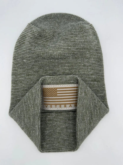 Designed & Made in USA | Veteran Beanie with USA Flag - Patriotic H-Stitch™ Cuffed Knit Hat for Men & Women | Limited Edition