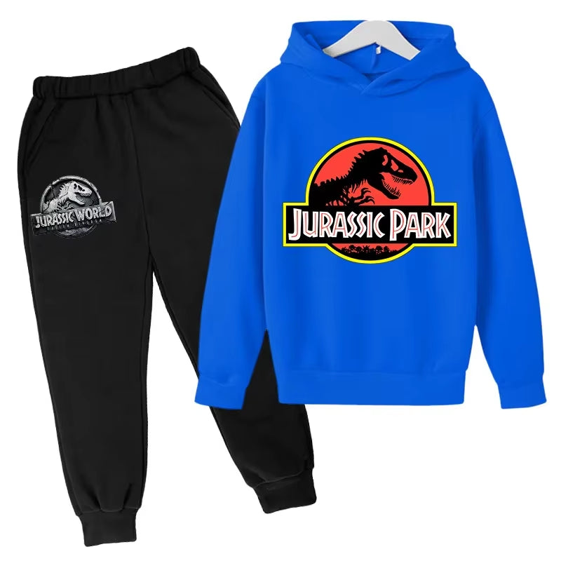 Cartoon Dinosaur Boys Sweatshirts Pant Kids Jurassic World Dominion Hoodies Clothes 4-14 Years Autumn Children Long Sleeve Suit